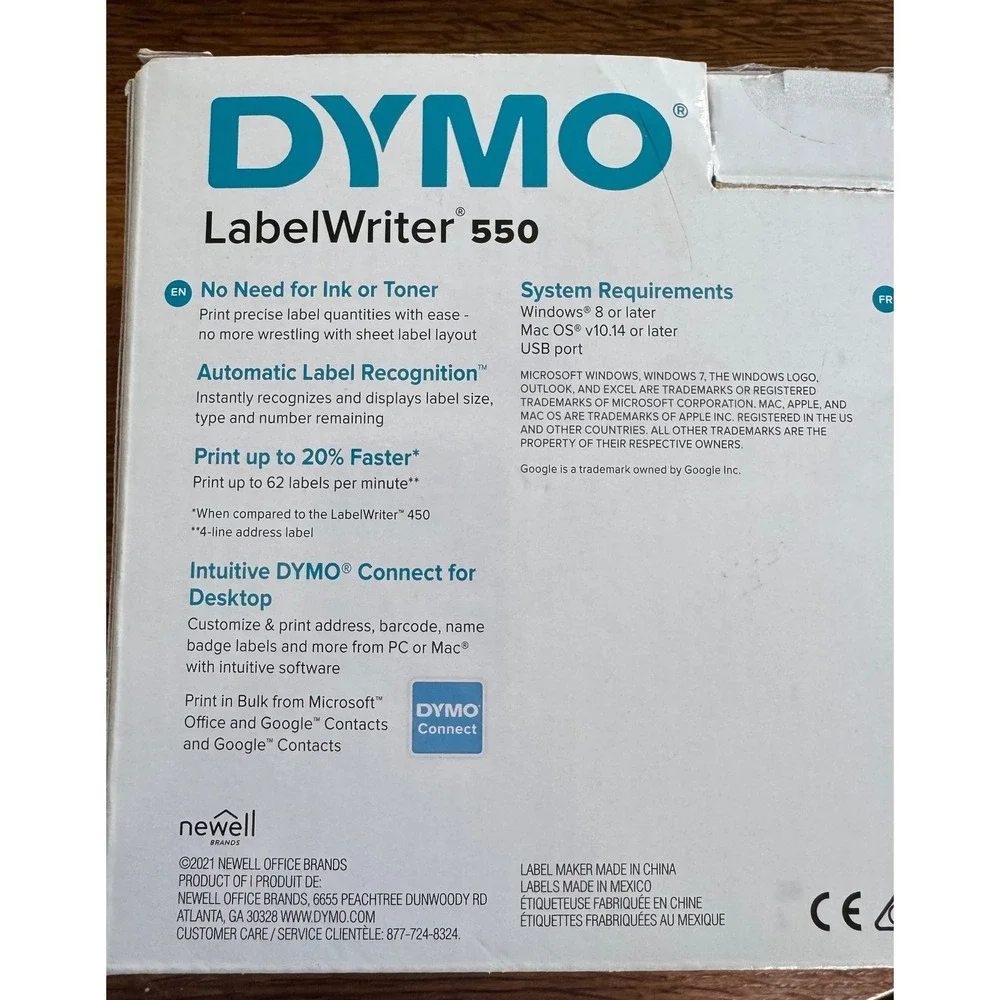 DYMO LabelWriter 550 Direct Thermal Label Printer Black Silver USB 2112552